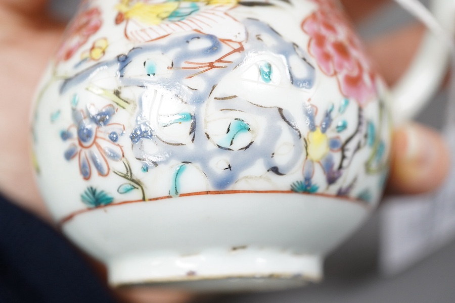 A Chinese famille rose ‘cockerel’ cream jug and cover, Yongzheng period